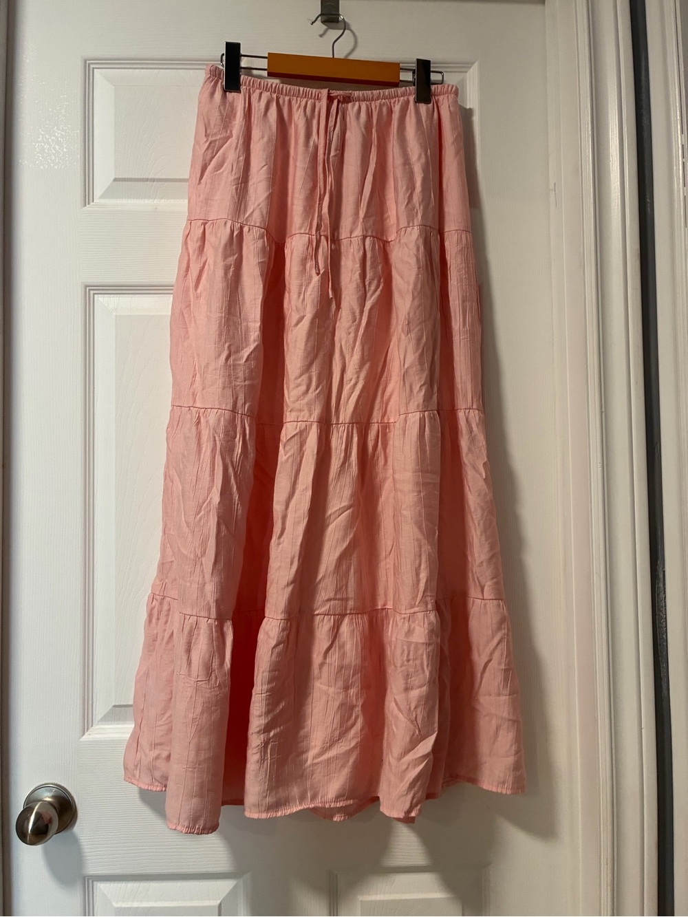 Streetwear Society Light Pink Tiered Maxi Skirt